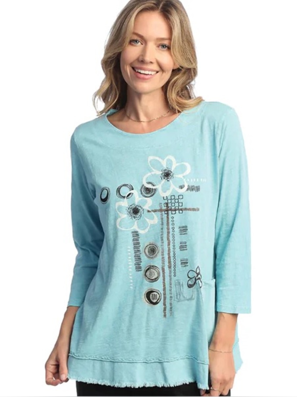 JESS & JANE "MOSAIC" GRAPHIC TUNIC BLUE WOMEN’S MEDIUM